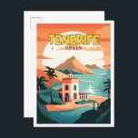 Carte Postale Illustration de voyage vintage Tenerife Espagne<br><div class="desc">Illustration du lieu de voyage vintage de Tenerife Espagne</div>