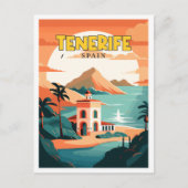 Carte Postale Illustration de voyage vintage Tenerife Espagne (Devant)
