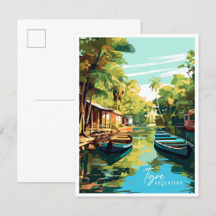 Carte Postale Illustration de voyage vintage Tigre Argentine