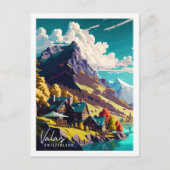 Carte Postale Illustration de voyage vintage Valais Suisse (Devant)