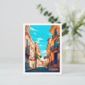 Carte Postale Illustration de voyage vintage Valencia Espagne (Debout devant)