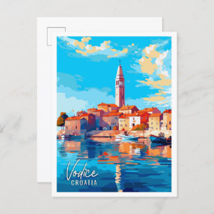 Carte Postale Illustration de voyage vintage Vodice Croatia