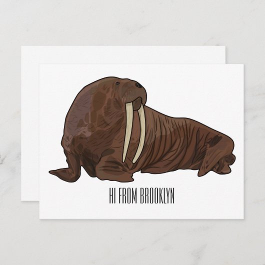 Carte Postale Illustration de Walrus (Devant / Derrière)
