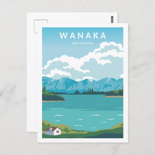 Carte Postale Illustration de Wanaka New Zealand Travel Place