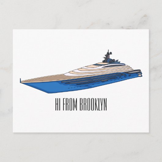 Carte Postale Illustration de yacht (Devant)
