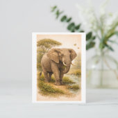 Carte Postale Illustration d'éléphant de style vintage (Debout devant)