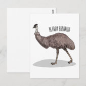 Carte Postale Illustration d'Emu bird (Devant / Derrière)