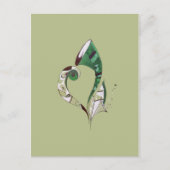 Carte Postale Illustration d'encre abstraite verte dessinée à la (Devant)