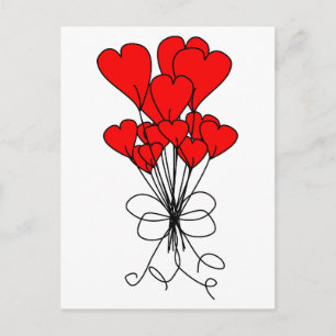 Carte Postale Illustration des Coeurs de Bouquet des Fleurs du C