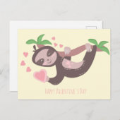 Carte Postale Illustration des Coeurs de la Sloth Heureuse Saint (Devant / Derrière)