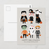 Carte Postale Illustration des enfants d'Halloween Nom personnal (Devant / Derrière)