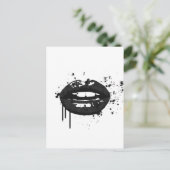 Carte Postale Illustration des lèvres glamor de mode noir et bla (Debout devant)