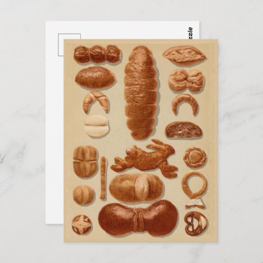 Carte Postale Illustration des pains allemands à partir d'un man (Devant / Derrière)