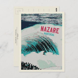 Carte Postale Illustration des plus grandes vagues de Nazare au 