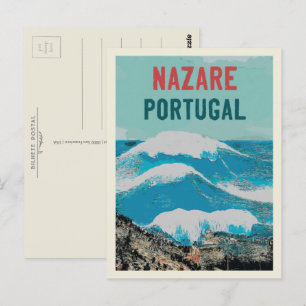 Carte Postale Illustration des plus grandes vagues de Nazare au 