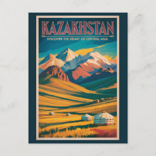 Carte Postale Illustration des steppes du Kazakhstan Art de voya