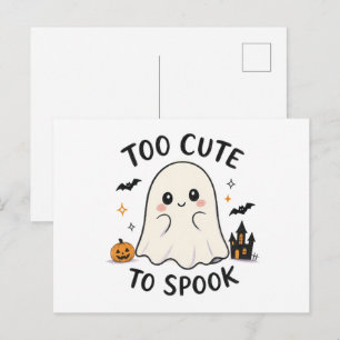 Carte Postale Illustration d'Halloween de fantôme trop mignon po