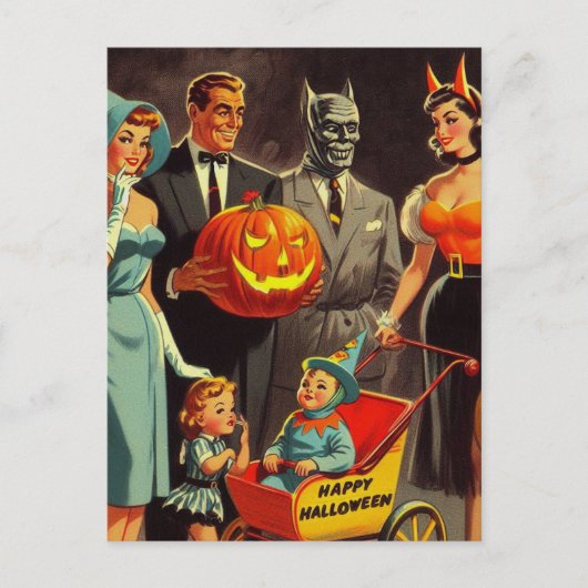 Carte Postale Illustration d'Halloween vintage (Devant)