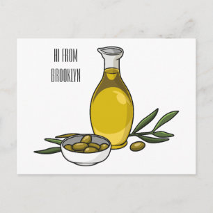 Carte Postale Illustration d'huile d'olive