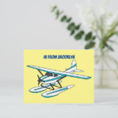 Carte Postale Illustration d'hydravion bleu blanc (Debout devant)