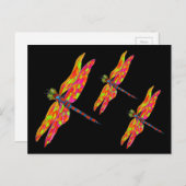 Carte Postale Illustration d'insecte néon libellule (Devant / Derrière)