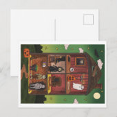 Carte Postale Illustration d'intérieur de maison hantée Hallowee (Devant / Derrière)