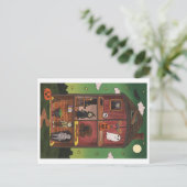 Carte Postale Illustration d'intérieur de maison hantée Hallowee (Debout devant)