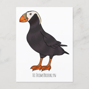 Carte Postale Illustration d'oiseau bouffon touffu