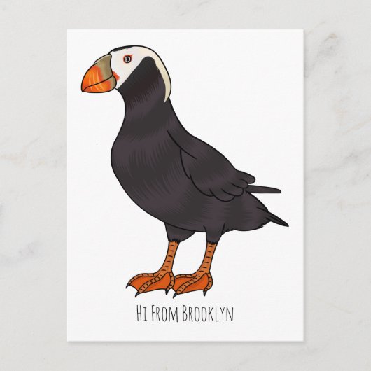 Carte Postale Illustration d'oiseau bouffon touffu (Devant)
