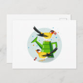 Carte postale - illustration d'oiseau - chardonner (Devant / Derrière)