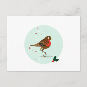 Carte Postale Illustration d'oiseau - Couleurs hivernales