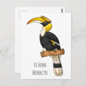 Carte Postale Illustration d'oiseau de grande corneille (Devant / Derrière)