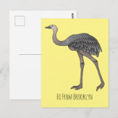 Carte Postale Illustration d'oiseau de rhée (Devant / Derrière)