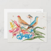 Carte Postale Illustration d'oiseaux vintages (Devant / Derrière)