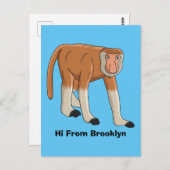 Carte Postale Illustration drôle de singe proboscis (Devant / Derrière)