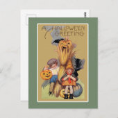 Carte Postale Illustration drôle d'Halloween vintage (Devant / Derrière)