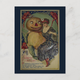 Carte Postale Illustration drôle d'Halloween vintage