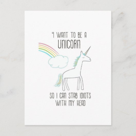 Carte Postale Illustration drôle Unicorne avec dire (Devant)