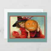 Carte Postale Illustration drôle Vintage d'Halloween (Devant / Derrière)