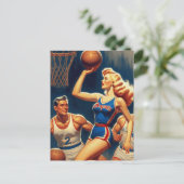 Carte Postale Illustration du basket-ball rétro (Debout devant)