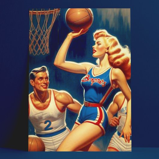 Carte Postale Illustration du basket-ball rétro