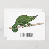 Carte Postale Illustration du caméléon de Jackson (Devant / Derrière)
