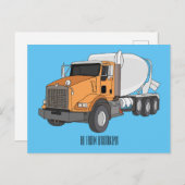Carte Postale Illustration du camion de mélange de béton (Devant / Derrière)