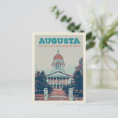 Carte Postale Illustration du capitole d'État Augusta Maine (Debout devant)
