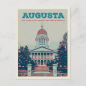 Carte Postale Illustration du capitole d'État Augusta Maine (Devant)