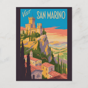 Carte Postale Illustration du château de Saint-Marin Art de voya