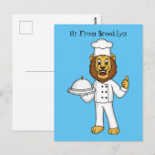 Carte Postale Illustration du chef mignon lion (Devant / Derrière)
