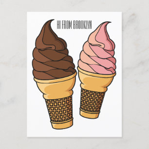 Carte Postale Illustration du cône de crème glacée