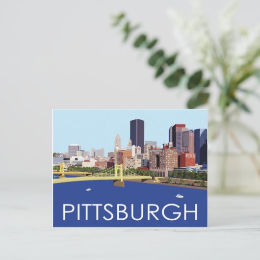 Carte Postale Illustration du cool Pittsburgh Skyline Computer (Debout devant)