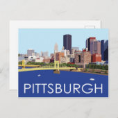Carte Postale Illustration du cool Pittsburgh Skyline Computer (Devant / Derrière)